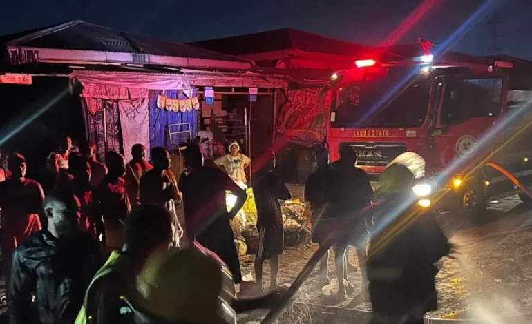 Fire razes 17 shops in Lagos market