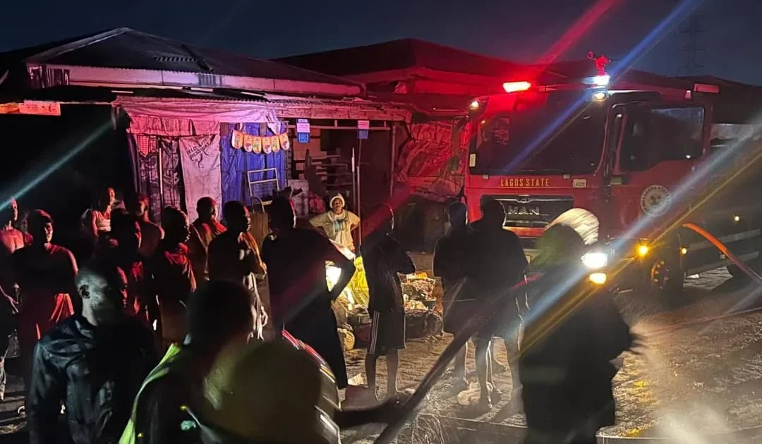 Fire razes 17 shops in Lagos market