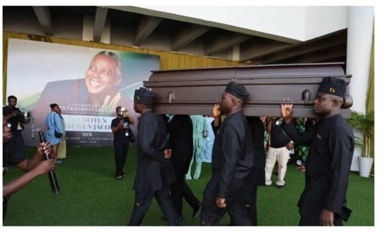 Legendary Nigerian actor, Olu Jacobs buried in Lagos [VIDEO]