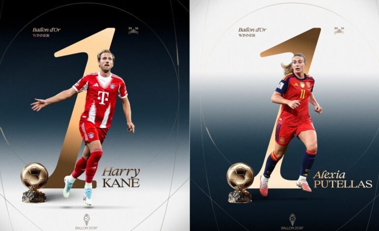 Ballon d’Or: Kane, Putellas crowned world’s best footballers in London